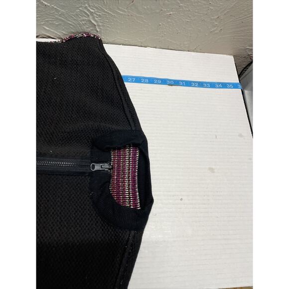 Woven Womens Striped Vest Burgundy Black White Reversible‎ Full Zip Front Sz M - Picture 8 of 8